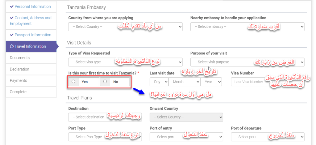 شرح التقديم على فيزا تنزانيا الإلكترونية